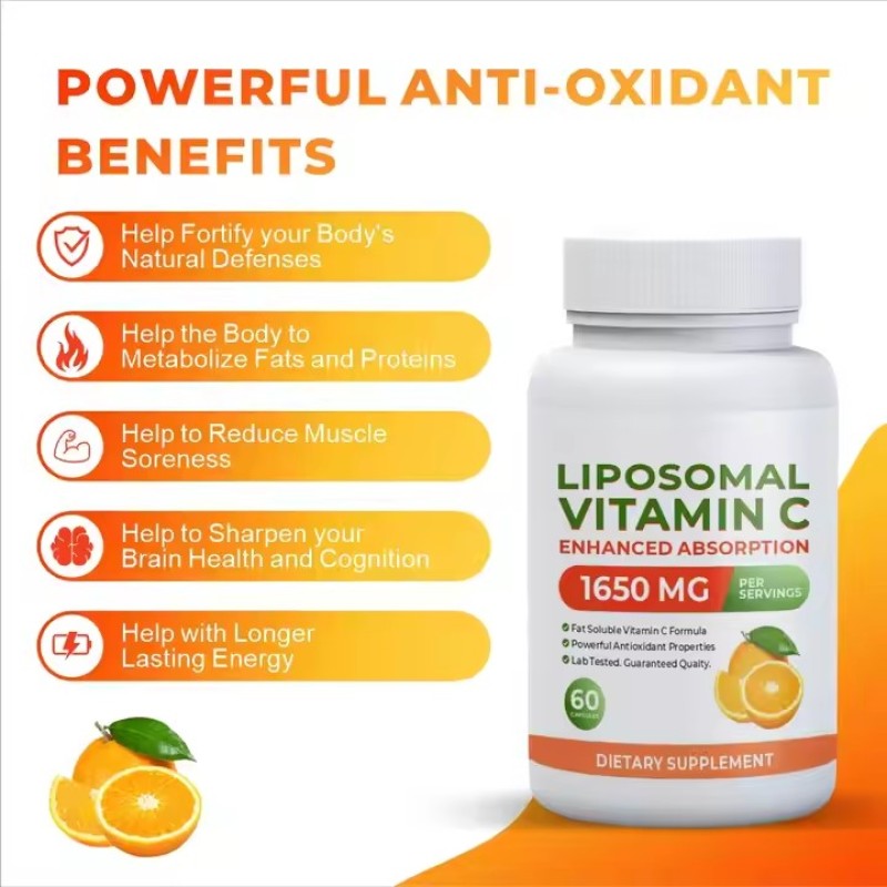 High Absorption Antioxidant Liposomal Vitamin C Capsules Private Label Healthcare Supplement Fat Soluble VIT C