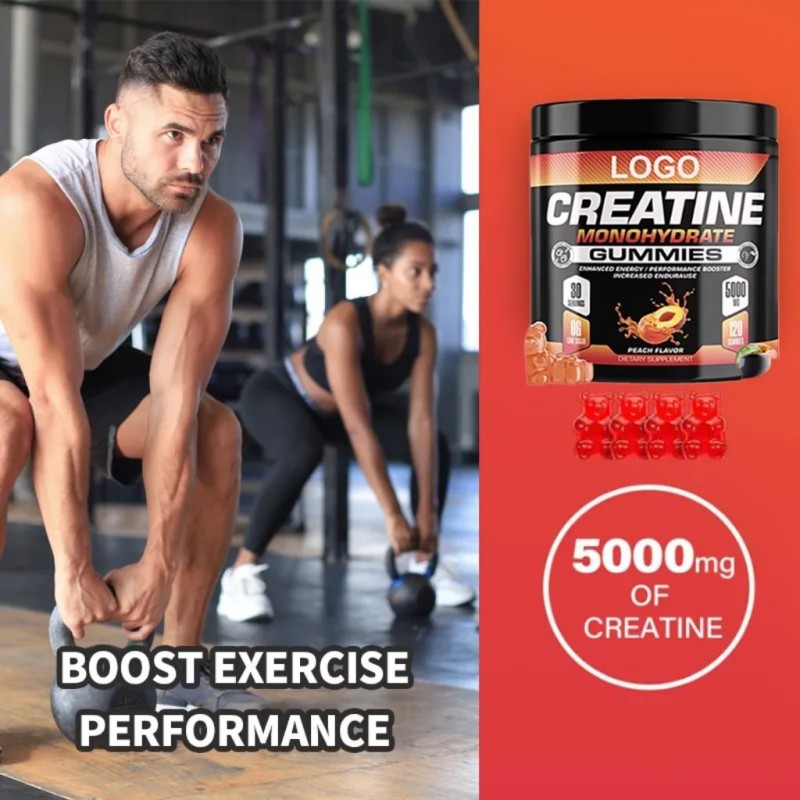 High Potency Creatine Monohydrate Gummies 5000mg for Pre-Workout Energy and Muscle Support in Sports Nutrition