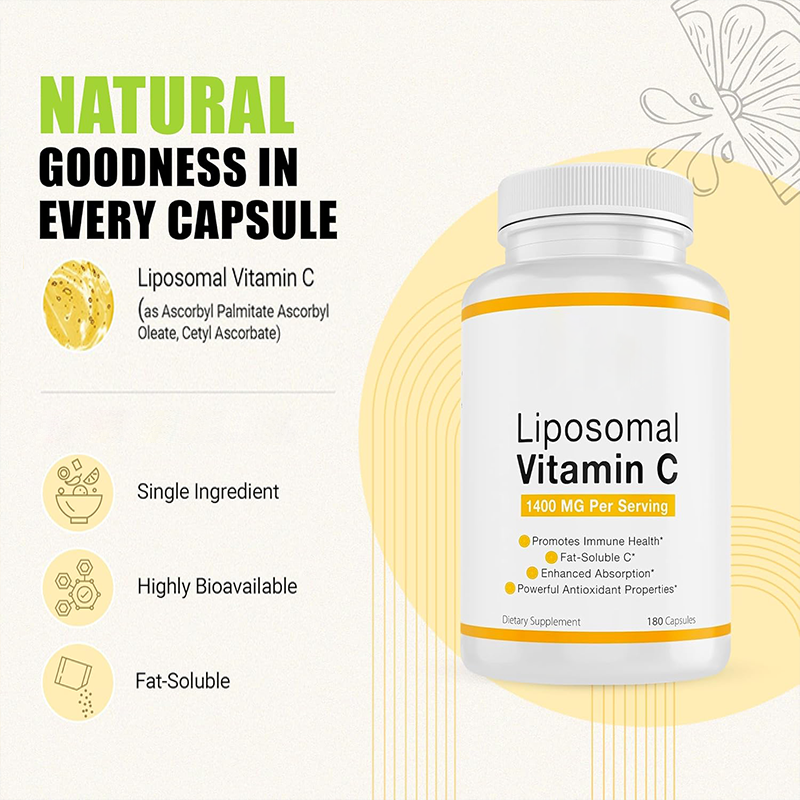 Adult Liposomal Vitamin C Supplements - Immune-Boosting Herbal Dietary Capsules for Wellness