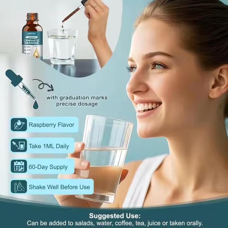Liposomal Lymphatic Drainage Drops 11 in 1 Organic Lymphatic Drainage Supplement Elderberry Lymphatic Health OEM