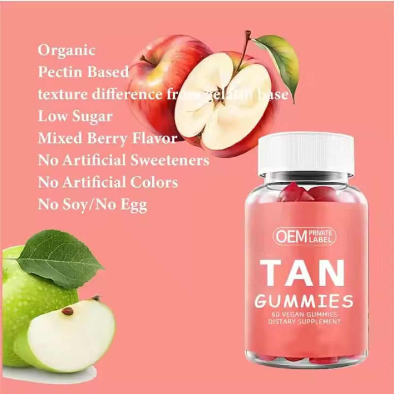 Vitamin Tanning Gummy Supplement Organic for Glowing Skin Beautiful Dark Skin Care Vegan Herbal Extract