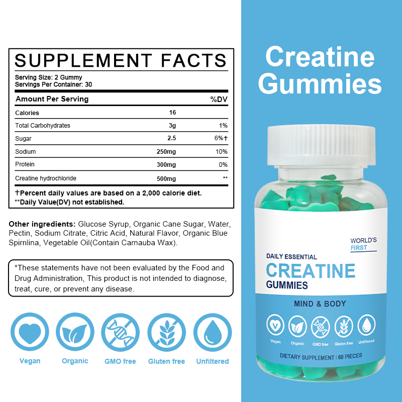 Sugar-Free Creatine Gummies 5000mg - Pre Workout Supplement with Creatine Monohydrate