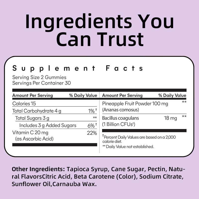 Halal Vaginal Probiotic Gummies with Vitamin C & Pineapple - Clinically Studied, 60-Count for pH Balance