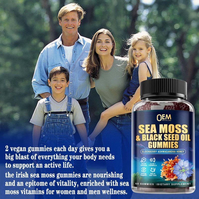 OEM Sea Moss Gummies for Sleep & Wellness | Herbal Supplement with Bladderwrack, Burdock Root, Elderberry