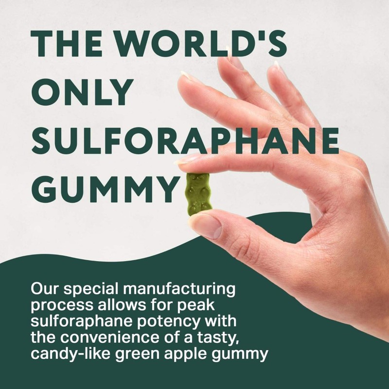Vegan Broccoli Sprout Extract Gummies with Sulforaphane and Essential Vitamins for Immune & Gut Health Support