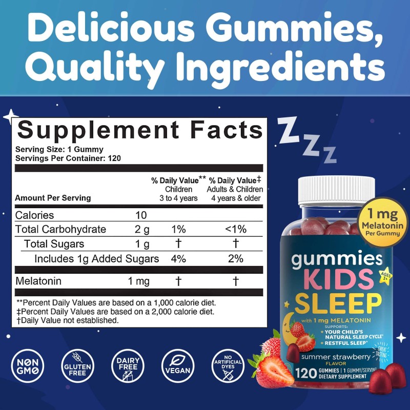 OEM Natural Melatonin Sleep Gummies for Kids & Adults - Non-Habit Forming Sleep Aid with Vitamins