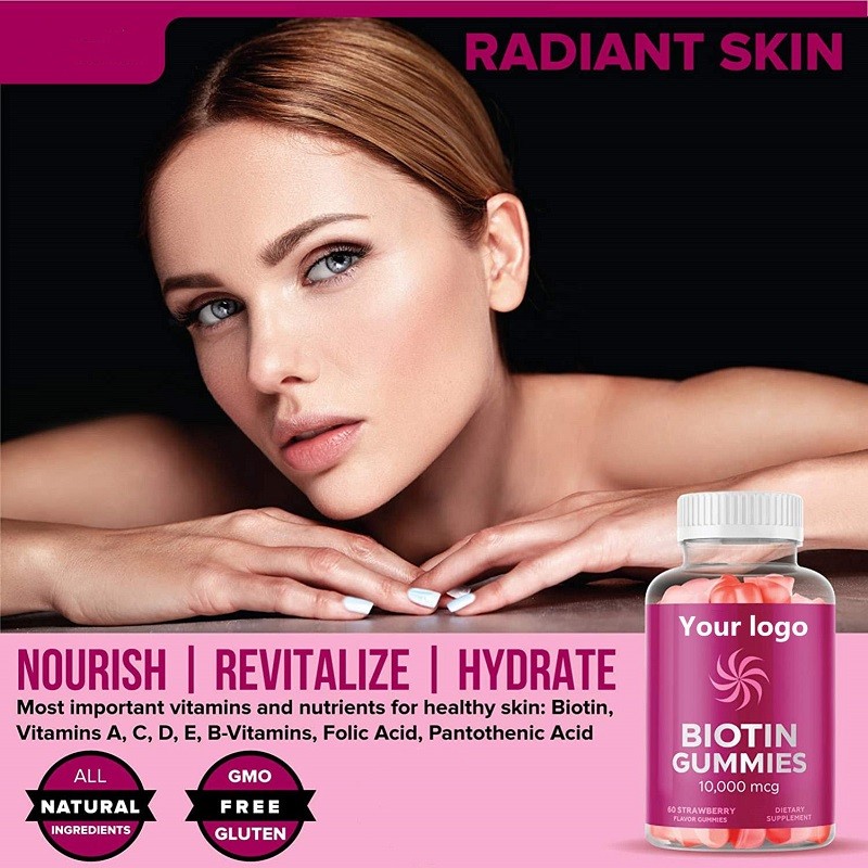 Hot-selling Own-brand Biotin Hair Growth Gummy Candy Convenient Bottle Packaging Gummy Candy