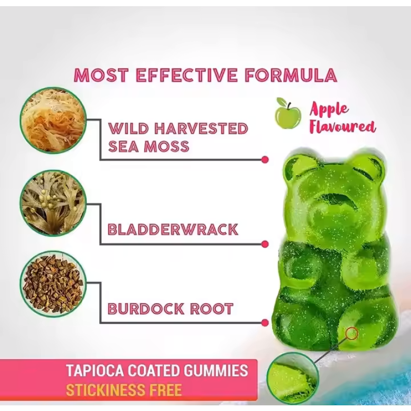 Bladderwrack Burdock Root Gummies for Thyroid Support Immunity Detox Joint Health Skin Care Energy Boost Weight Loss Adults