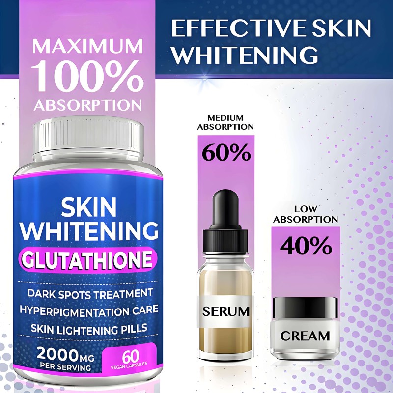 Halal Certified 5000mg L-Glutathione Softgel Capsules - Skin Whitening & Anti-Aging Supplement for Women