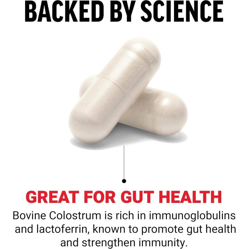 Premium Bovine Colostrum Capsules with Immunoglobulin and Lactoferrin for Gut Health & Immune Support