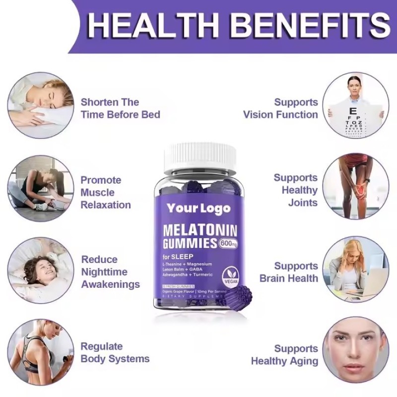 Hot Sell Sleep Quality Melatonin Gummies - Natural Berry Flavor, 5mg Melatonin Per Serving, Non-Habit Forming