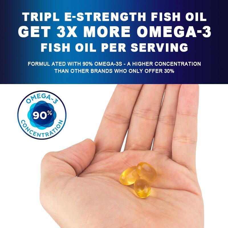 High Omega-3 Natural Deep Sea Fish Oil Softgels - Omega 3 EPA DHA Supplement for Heart & Brain Health
