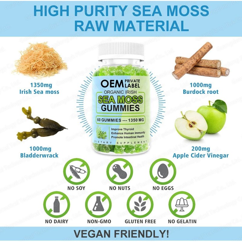 Premium Organic Sea Moss Gummies - Immune Support & Health Care - Vegan Irish Sea Moss Gummy