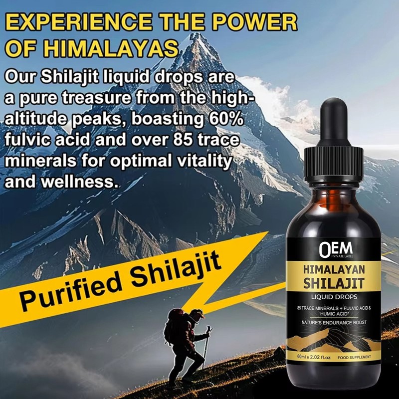 Factory Shilajit Resin Liquid Drops with 85+ Trace Minerals, Ashwagandha, Turmeric, Ginseng & Chaga Supplement