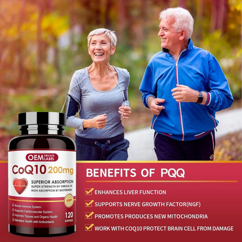 OEM Premium  CoQ10 Capsules with Trans-Resveratrol, PQQ, Vitamin E & BioPerine  Heart Health & Energy Boost