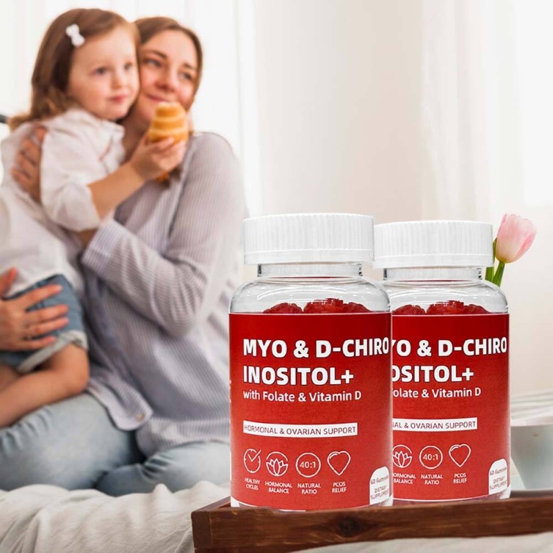 Women's Fertility Gummies with Myo-Inositol and D-Chiro Inositol Ratio for Hormone Balance and Prenatal Support