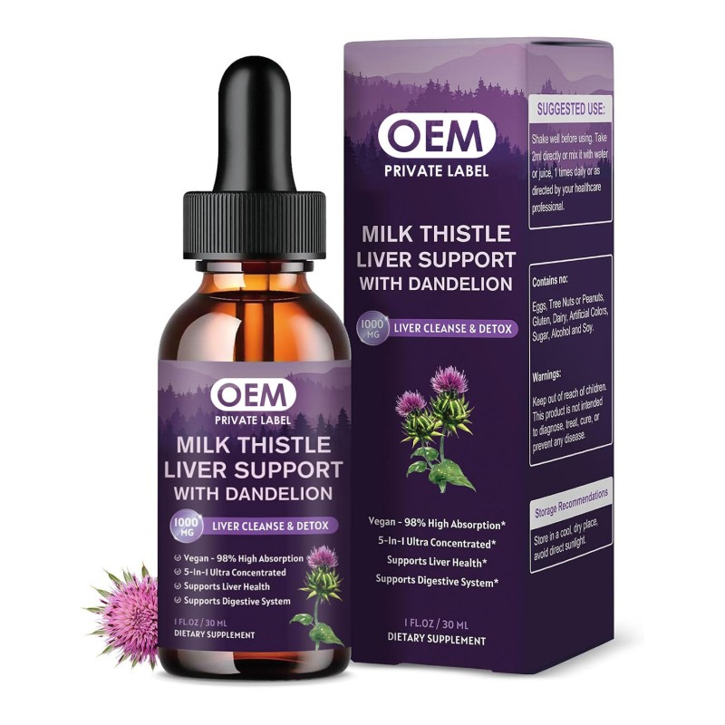 Organic Silymarin Extract Liquid Drop Supplement with Dandelion and Artichoke Supports Repair of Liver Health