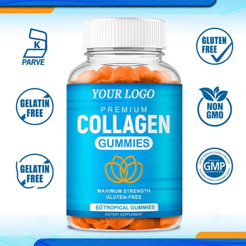 Premium Collagen Gummies Custom Formula for Hair Skin Nails Support + Biotin Vitamins 60 Count Halal Gluten-Free Candy