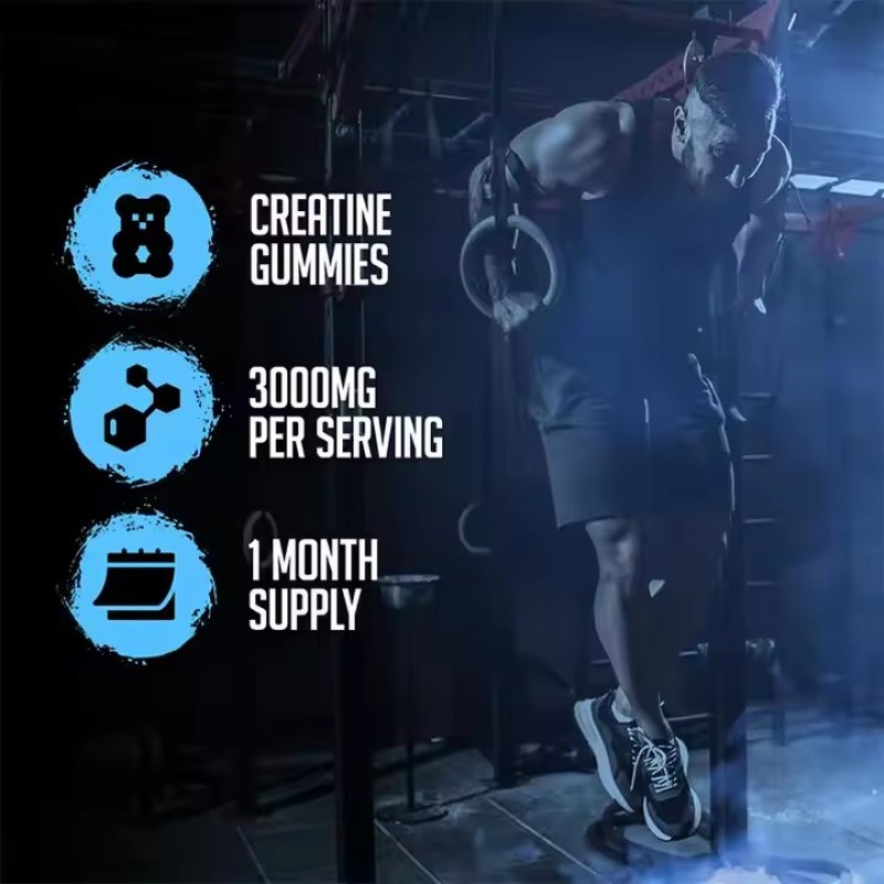 Creatine HCL Gummies 3000Mg Pre Workout Energy Supplement Raspberry Vegan Monohydrate
