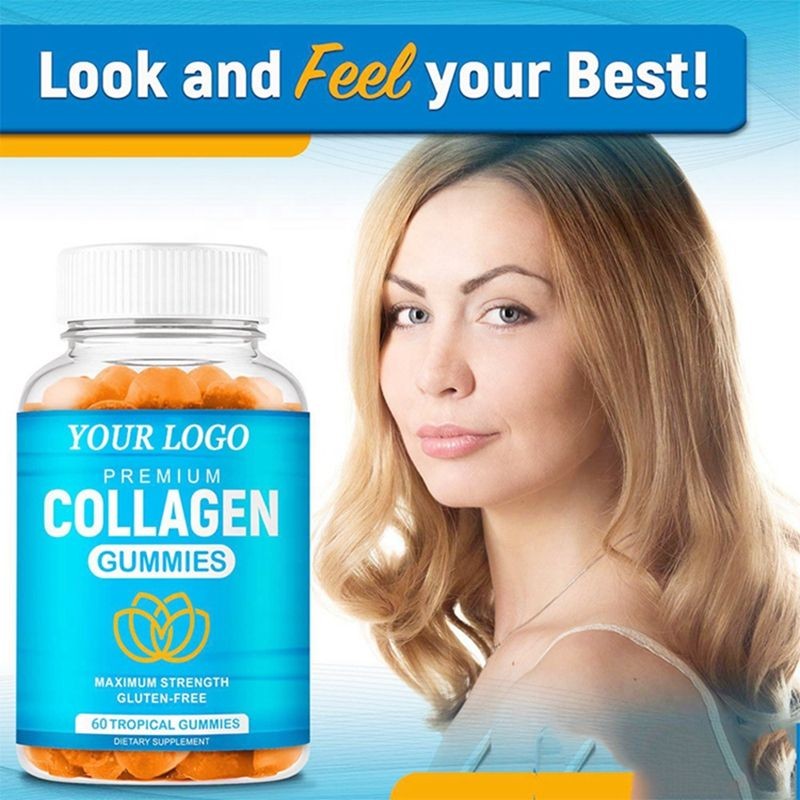 Premium Collagen Gummies Custom Formula for Hair Skin Nails Support + Biotin Vitamins 60 Count Halal Gluten-Free Candy