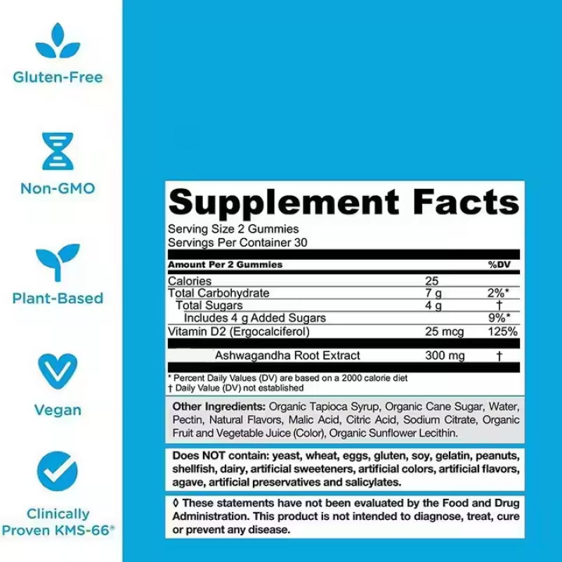 OEM/ODM Sugar-Free Ashwagandha Gummies - Stress Relief & Immune Support Supplement for Adults