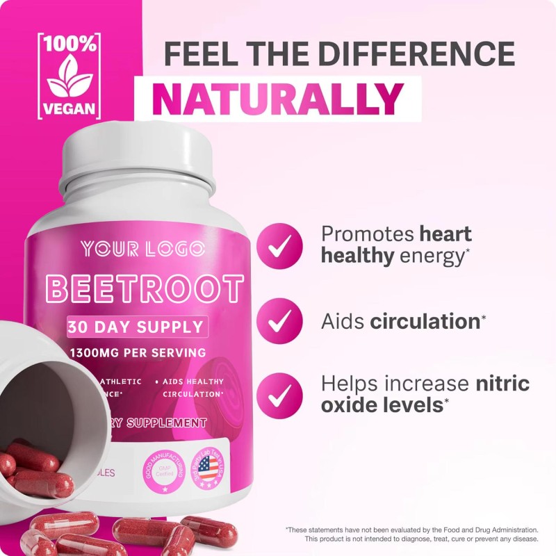 Beet Root Capsules with Nitric Oxide Boost: Athletic Endurance Enhancer & Blood Flow Support for High-Intensity Training Adults
