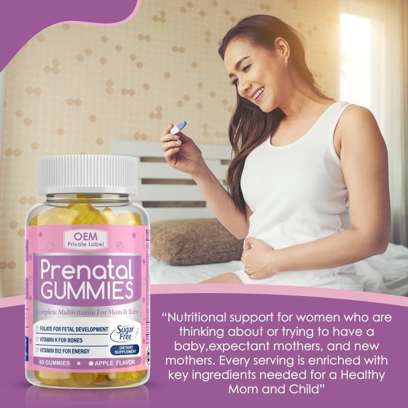 Private Customization Vegan Prenatal Gummies with Essential Nutrients for Fetal Development & Maternal Health