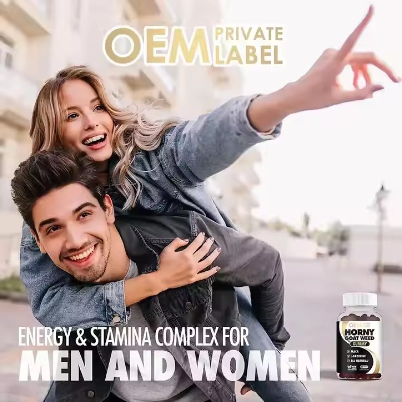 OEM Epimedium Horny Goat Weed Gummy with Maca L-arginine BCAA Muscle Energy Immune Support Male Enhancement Gummies