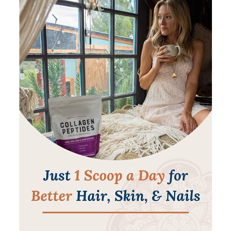 Premium Hydrolyzed Collagen Peptides Powder for Hair Skin Nails and Joints with Type I & III Collagen Support