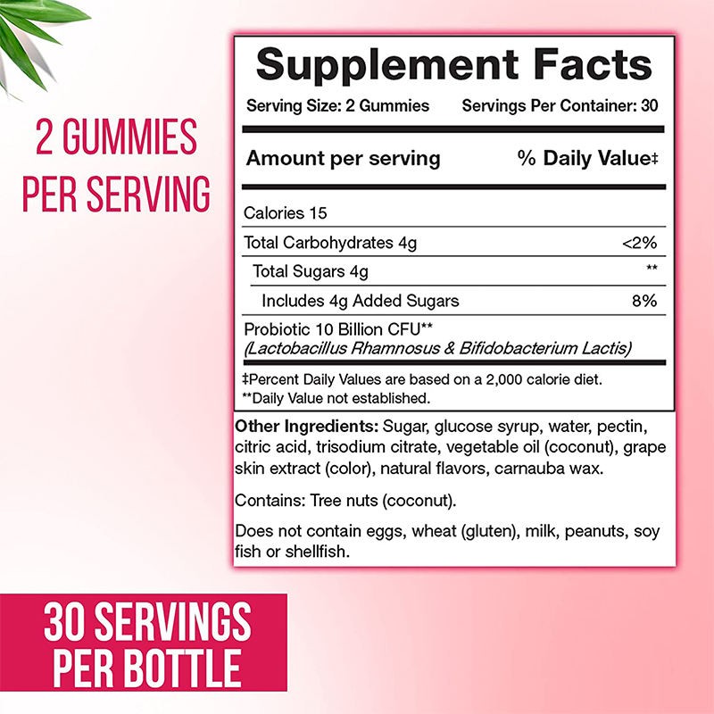 Women's Probiotic & Prebiotic Fiber Gummies - Digestive Balance, Vaginal Flora Support, Berry Flavor