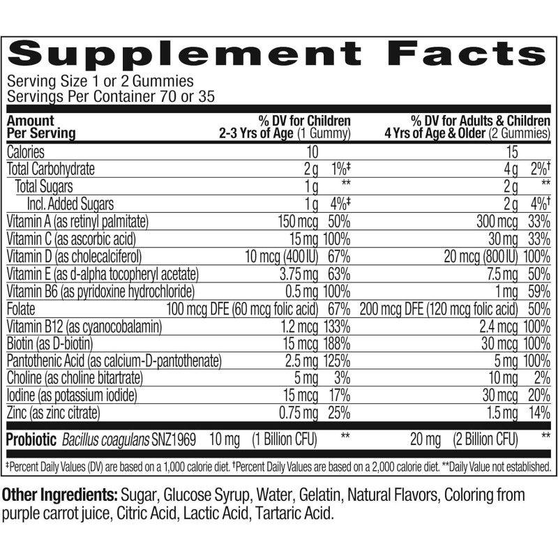 OEM Kids Multivitamin & Probiotic Gummy, Immune & Digestive Health, Vitamins A, D, C, E, B, Zinc,  Gummy Supplement