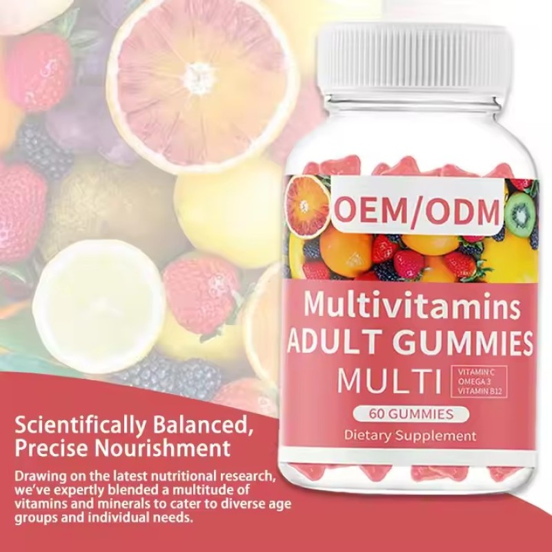 Strawberry Vitamins Gummies Multi Vitamin Supplement Vitamin C E Collagen Biotin Gummy Candy Dosage Form