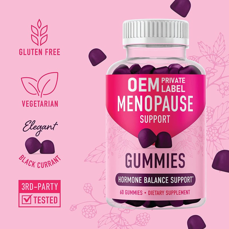 Vegan Menopause Gummies with Soy Isoflavones and Black Cohosh for Hot Flashes Relief and Mood Balance