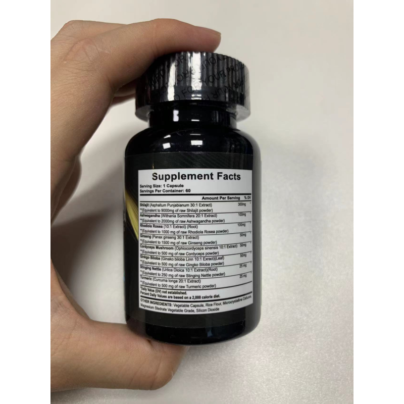 Wholesale Shilajit Ashwagandha Rhodiola Rosea Panax Ginseng Shilajit for Men and Women Pure Himalayan Shilajit 60 Capsules