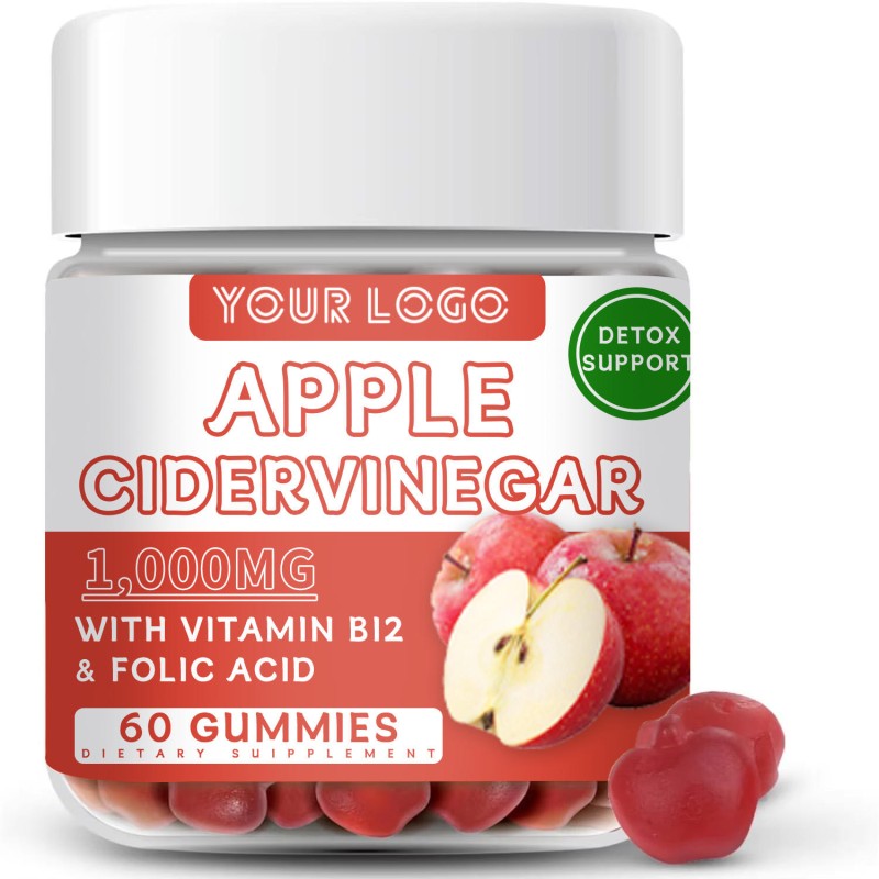 Apple Cider Vinegar Gummies with Vitamin B12 & Folic Acid - Detox Cleanse & Metabolism Booster for Energy & Weight Management