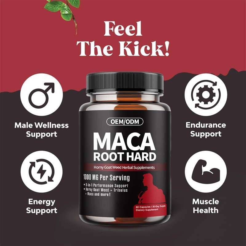 Enhanced Energy Maca Root Capsules - Strong Man Herbal Supplements with Horny Goat Weed