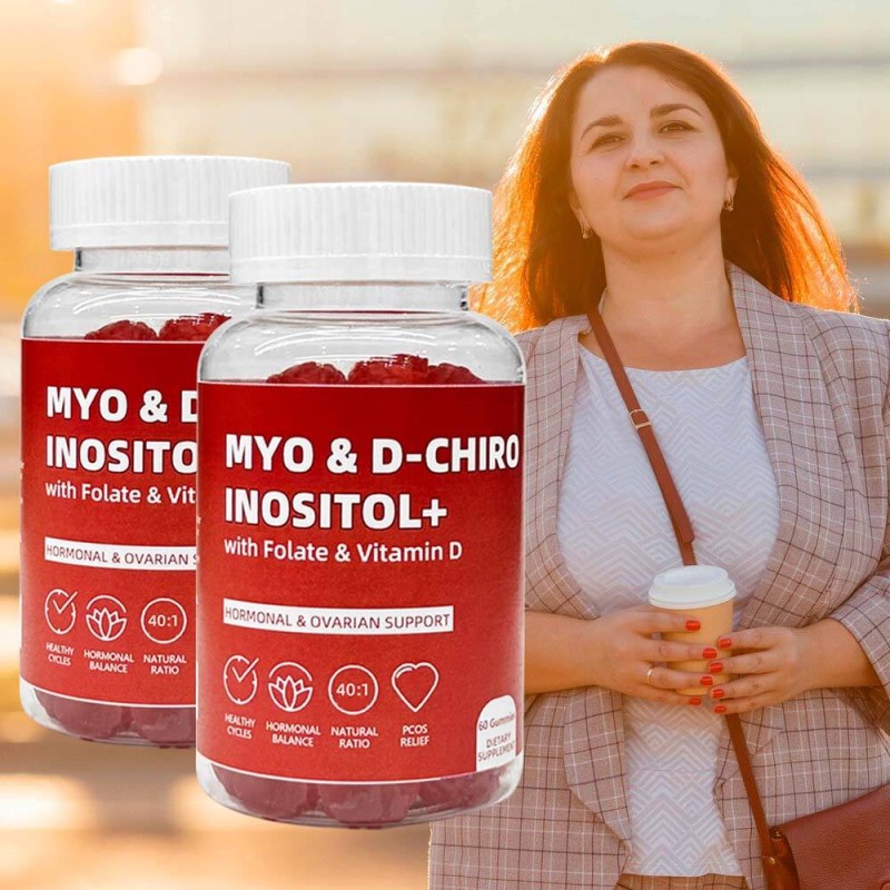 Women's Fertility Gummies with Myo-Inositol and D-Chiro Inositol Ratio for Hormone Balance and Prenatal Support