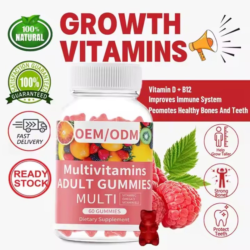 Strawberry Vitamins Gummies Multi Vitamin Supplement Vitamin C E Collagen Biotin Gummy Candy Dosage Form