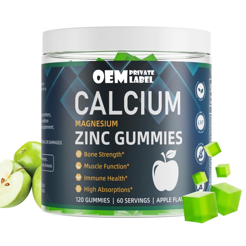 Premium Calcium Magnesium Zinc Gummies with Vitamin D3 and K2 for Bone Strength and Muscle Support 60 Gummies