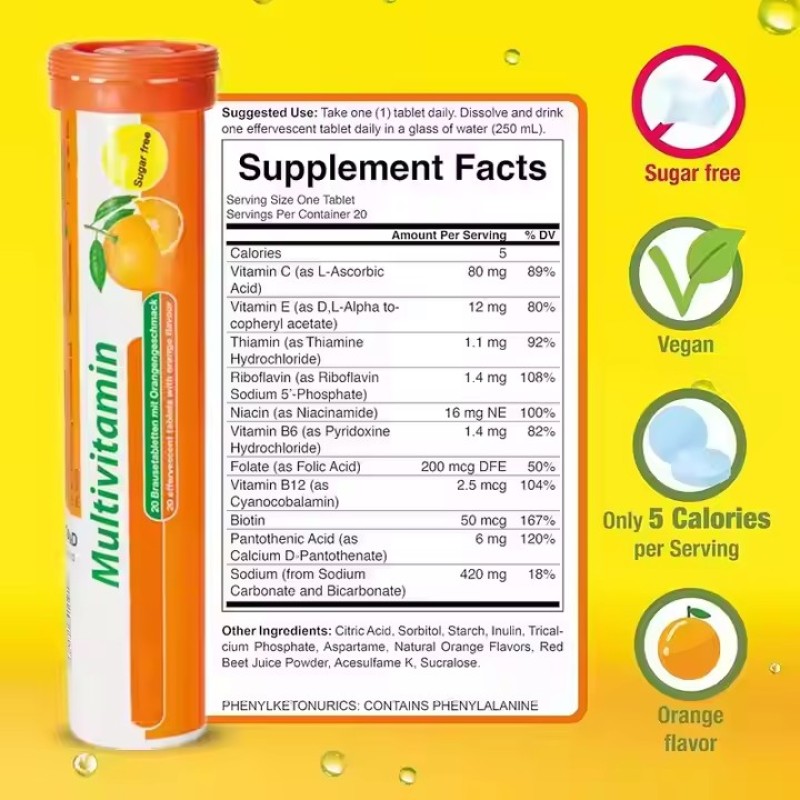 Superfood Multivitamins Vitamin C Effervescent Tablets Immune Organic Orange Effervescent Tablets With Minerals