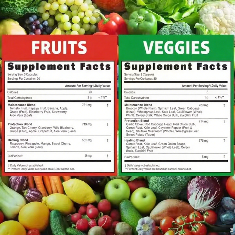 Super Greens Capsules Supplement Alfalfa Beet Root Ginger Support Energy Immunity Fruit Veggie Capsules