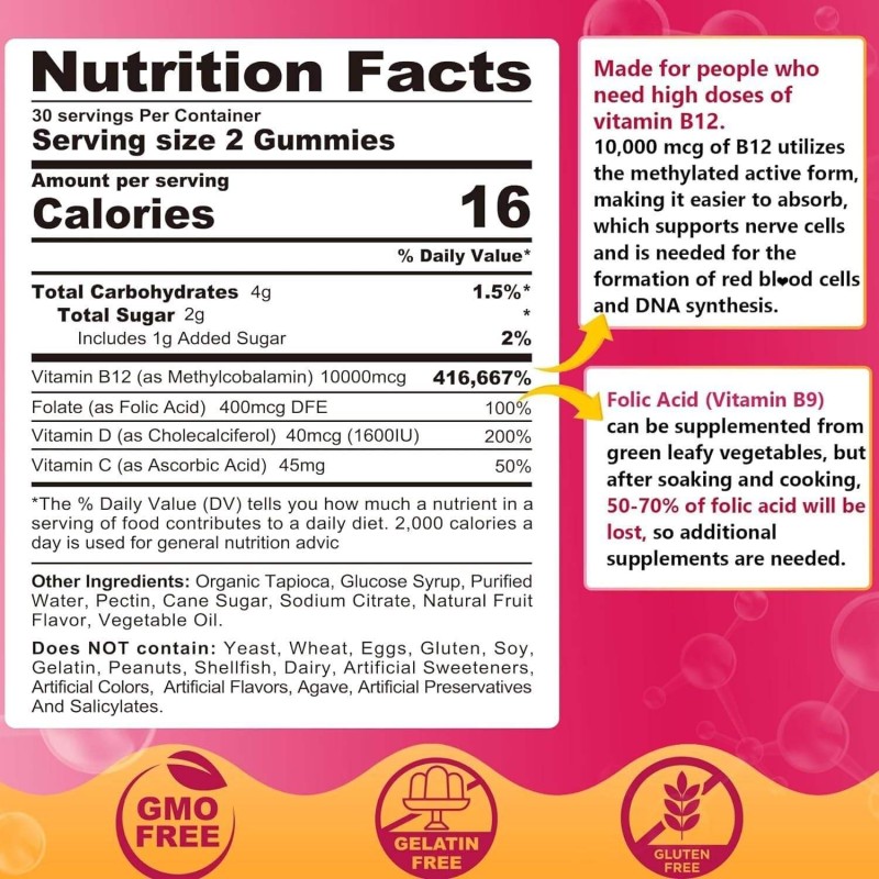 OEM Energy Boosting Vitamin B12 Gummies - Support Nervous Function & Enhance Focus