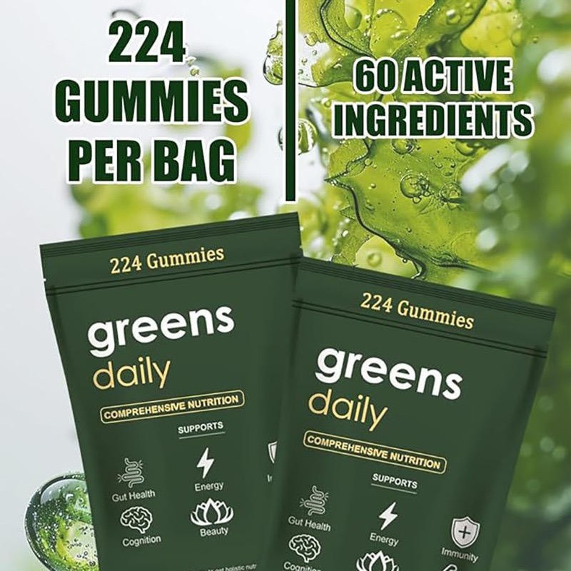 OEM Organic Spirulina Chlorella Gummies with Super Greens for Daily Energy and Detox 60 Gummies