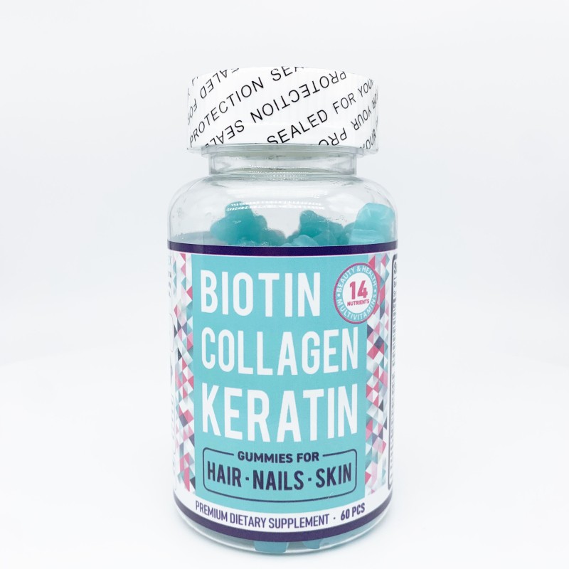 Biotin Collagen Keratin Gummies for Hair Growth and Skin Nail Support - Vegan Formula with Pectin Base