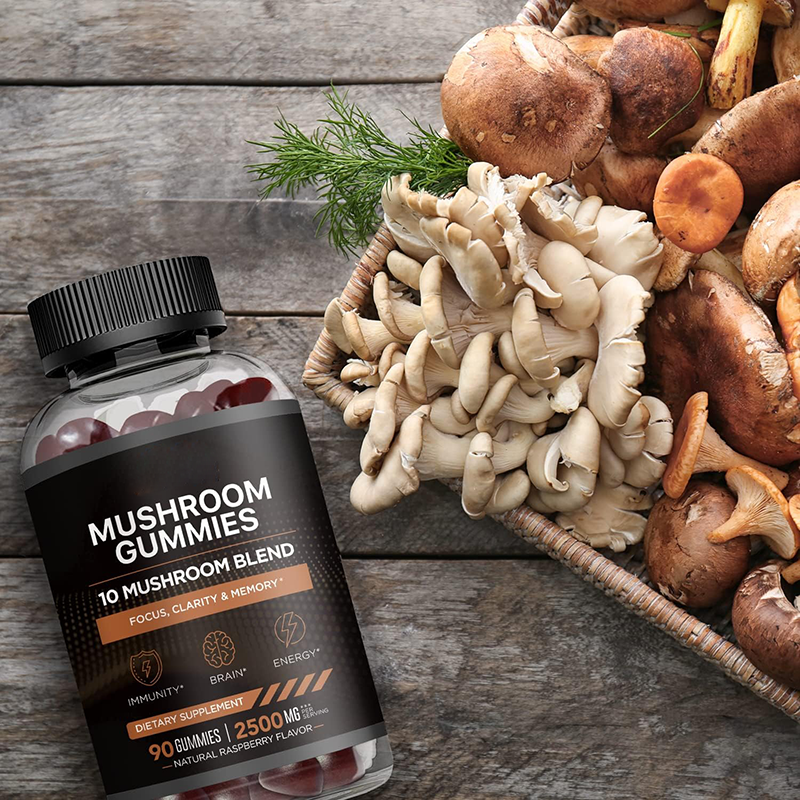 Mushroom Gummy Focus Memory Supplement Immune Support Brain Enhancement Vitamin for Men and Women