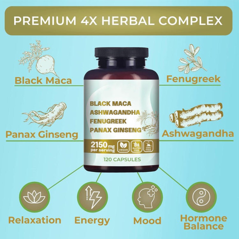 OEM Premium Black Maca Capsules with South African Herbal Extracts  Food Grade Vitality Supplements
