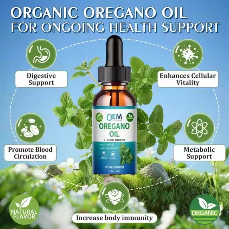 Organic Oregano Oil Vitamin E Immune Support and Adult Digestive Health Supplement Liquid Drops Immune Support