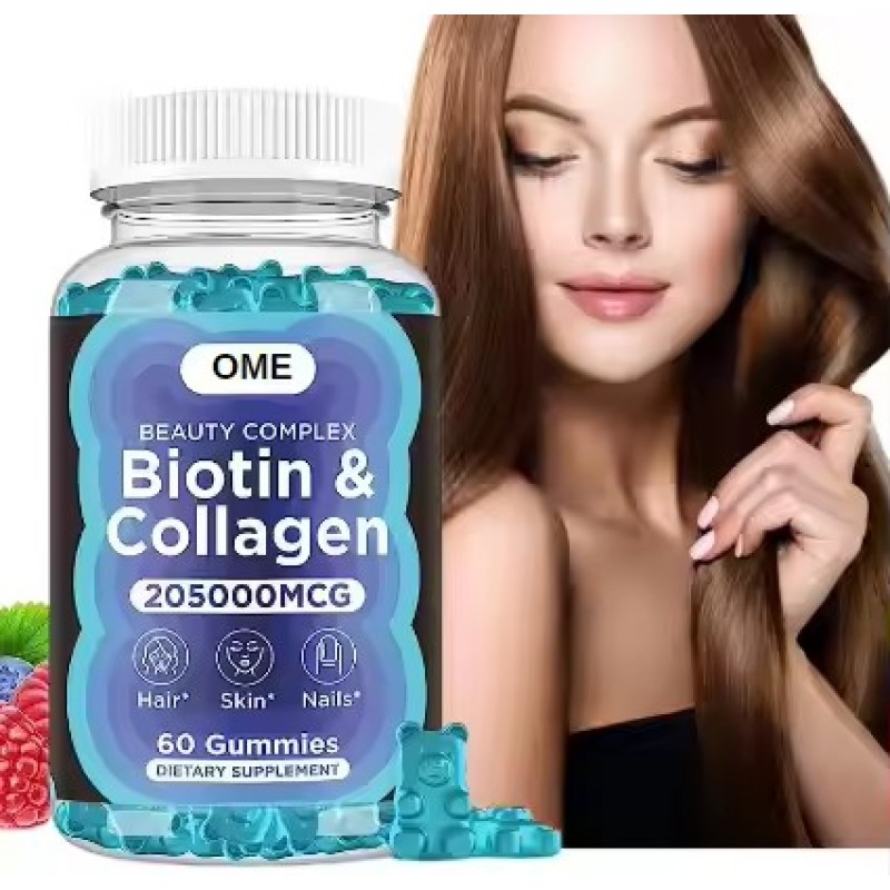 OEM/ODM Hair Skin Nails Multivitamin Natural Flavor Collagen With Biotin Vitamin Gummy  Collagen Biotin Gummies Supplements