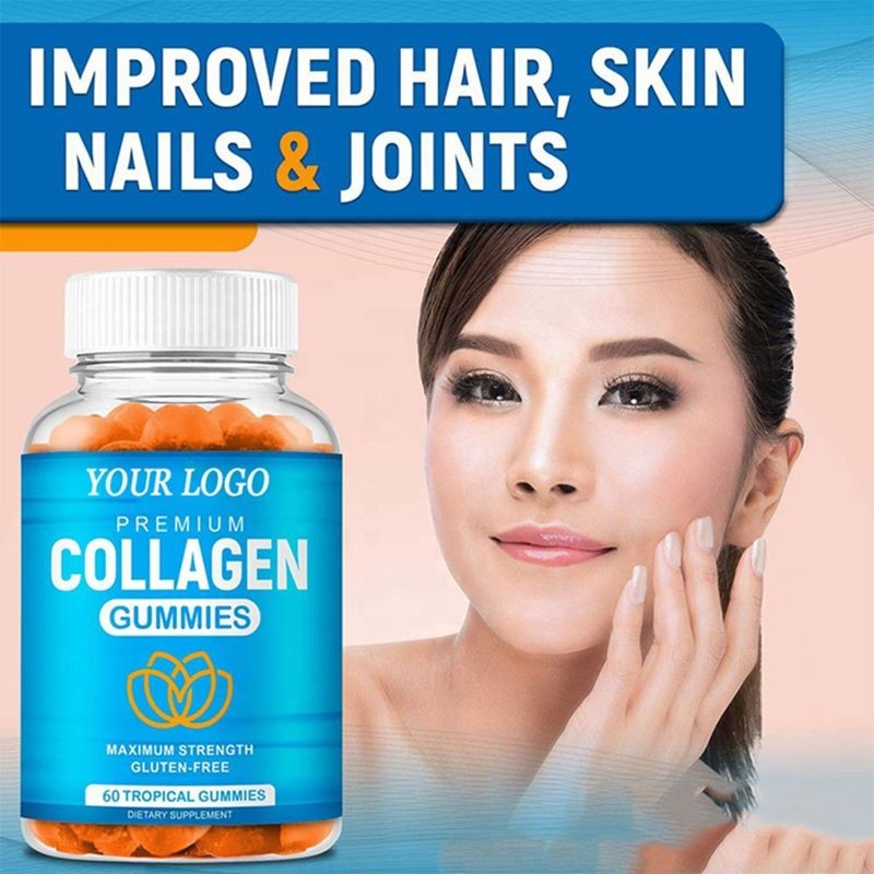 Premium Collagen Gummies Custom Formula for Hair Skin Nails Support + Biotin Vitamins 60 Count Halal Gluten-Free Candy