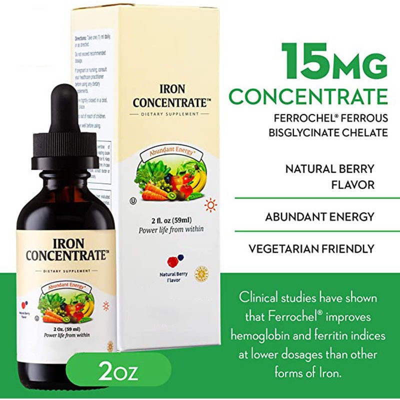 Organic Liquid Iron Supplement - High Potency Formula, Red Blood Cell Support for Daily Energy